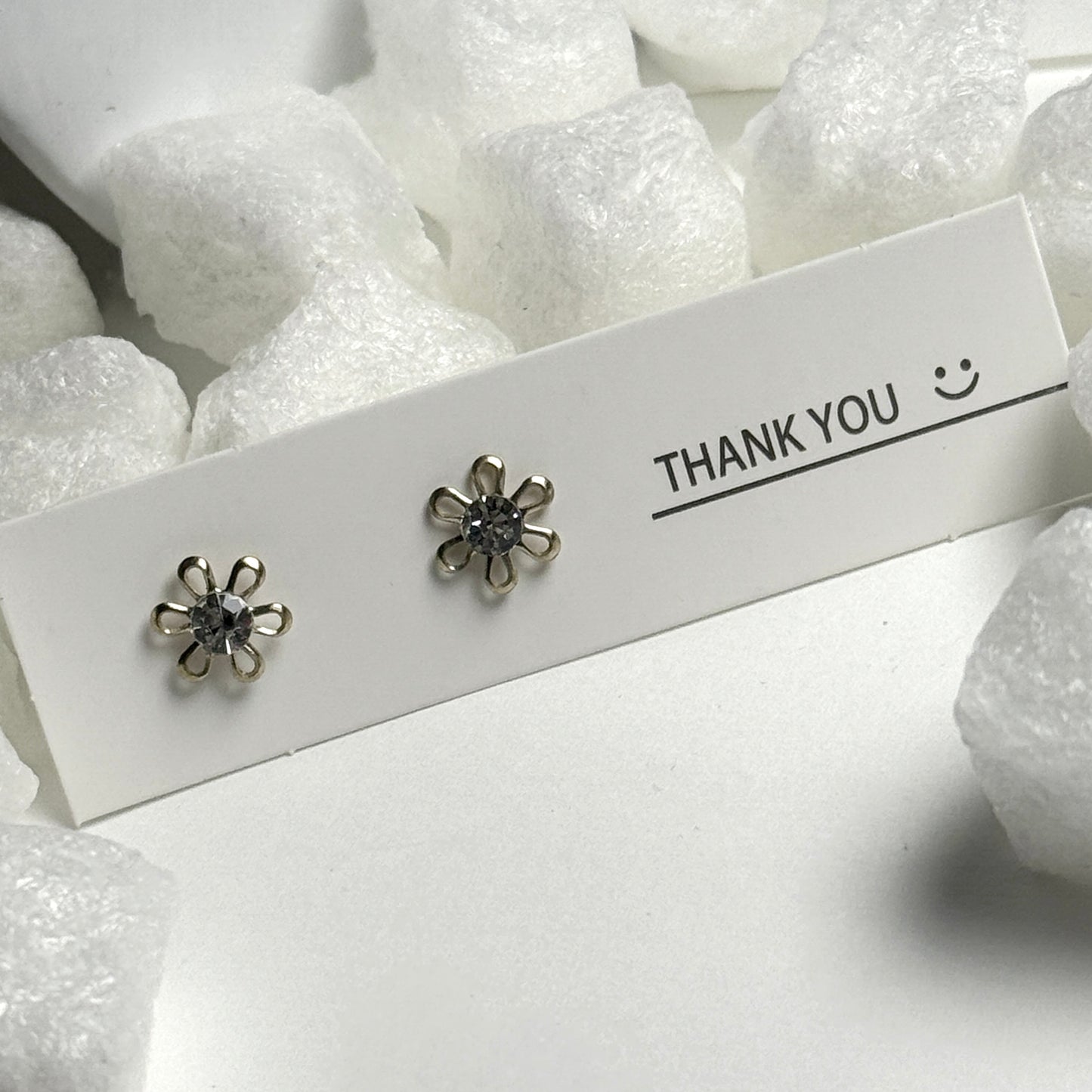 Flower Crystal Center Stud Earrings C
