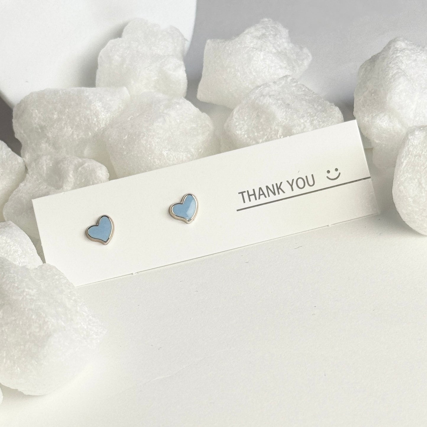 Blue Enamel Heart SilverTitle: Blue Enamel Heart Silver Frame Stud Earrings B