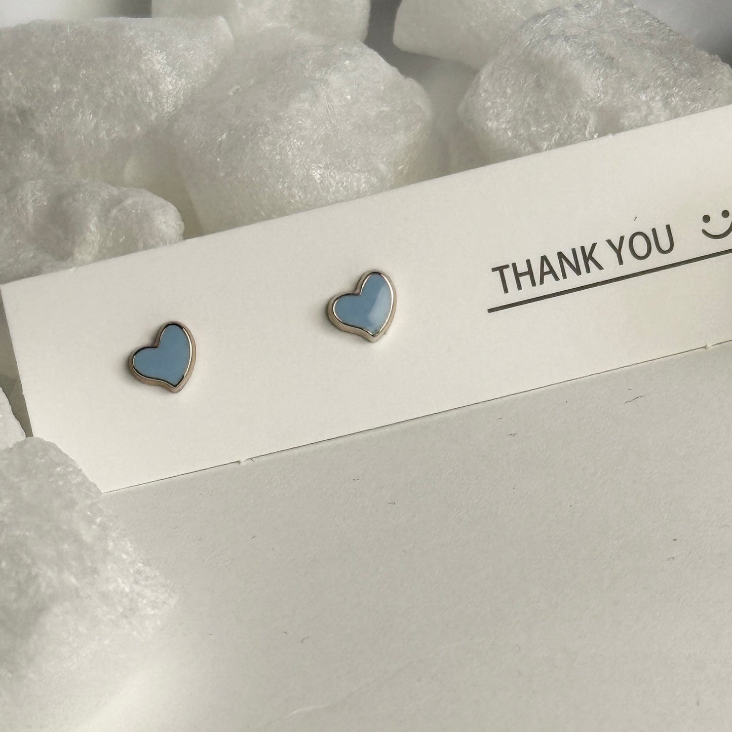 Blue Enamel Heart SilverTitle: Blue Enamel Heart Silver Frame Stud Earrings B