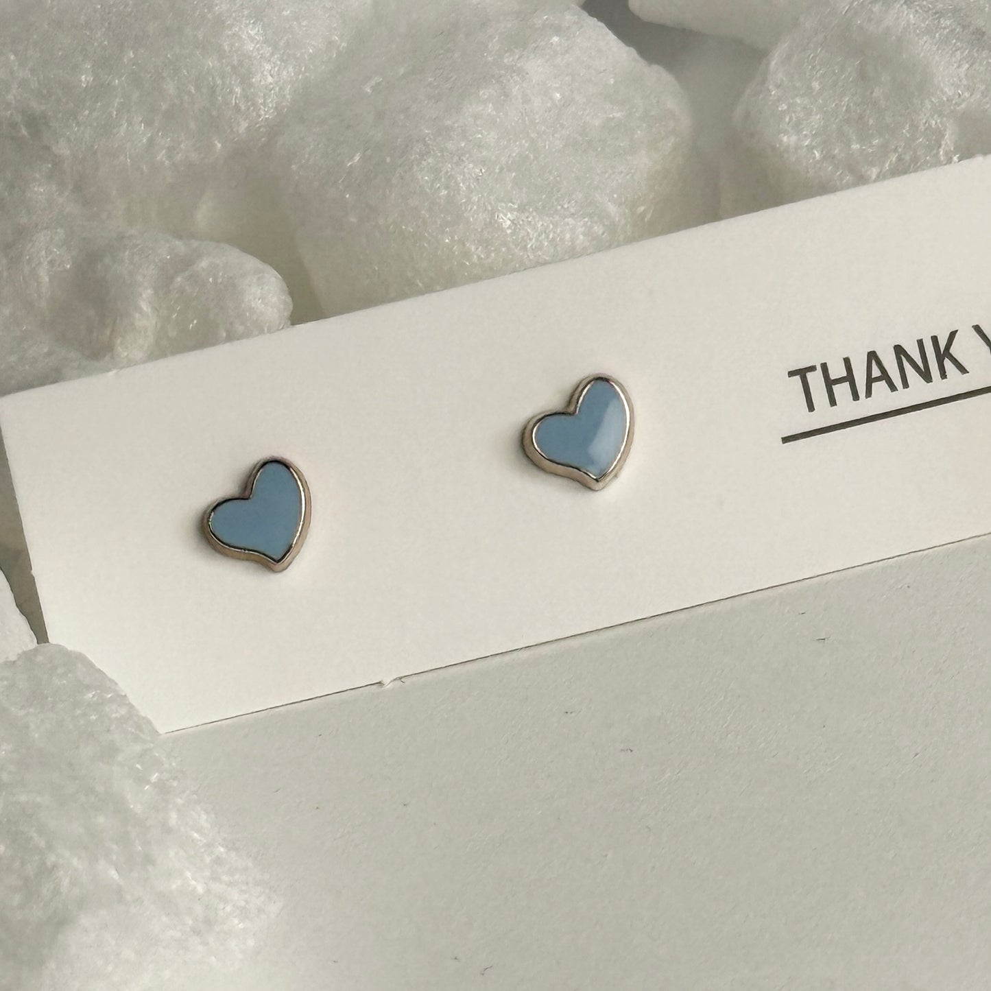 Blue Enamel Heart SilverTitle: Blue Enamel Heart Silver Frame Stud Earrings B