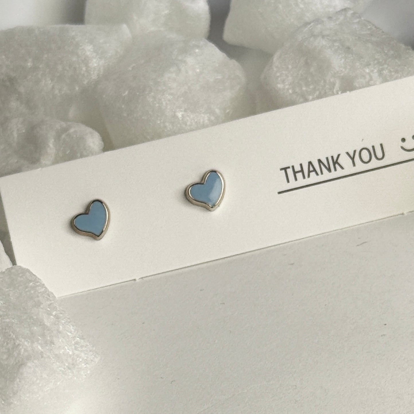 Blue Enamel Heart SilverTitle: Blue Enamel Heart Silver Frame Stud Earrings B
