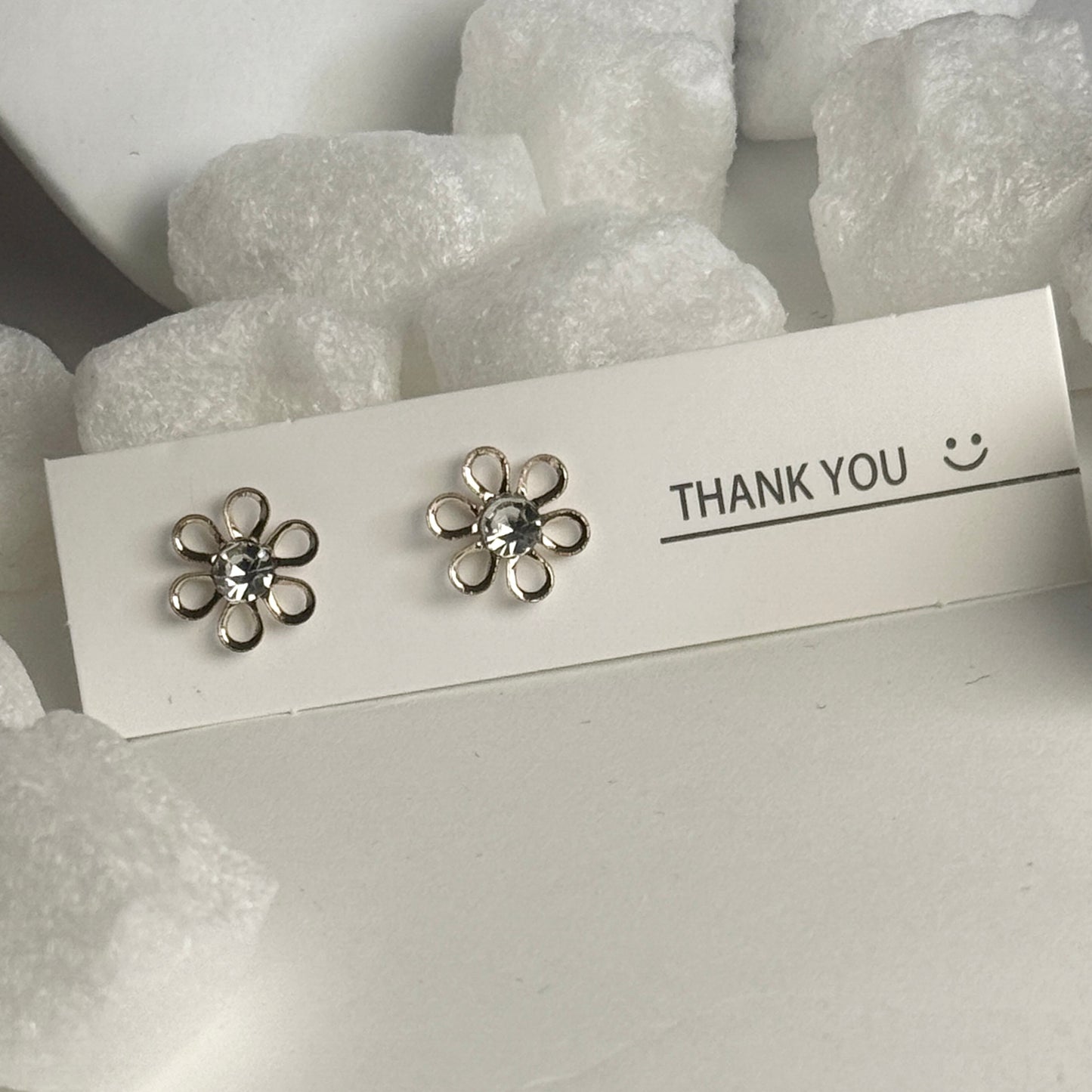Flower Crystal Center Stud Earrings B