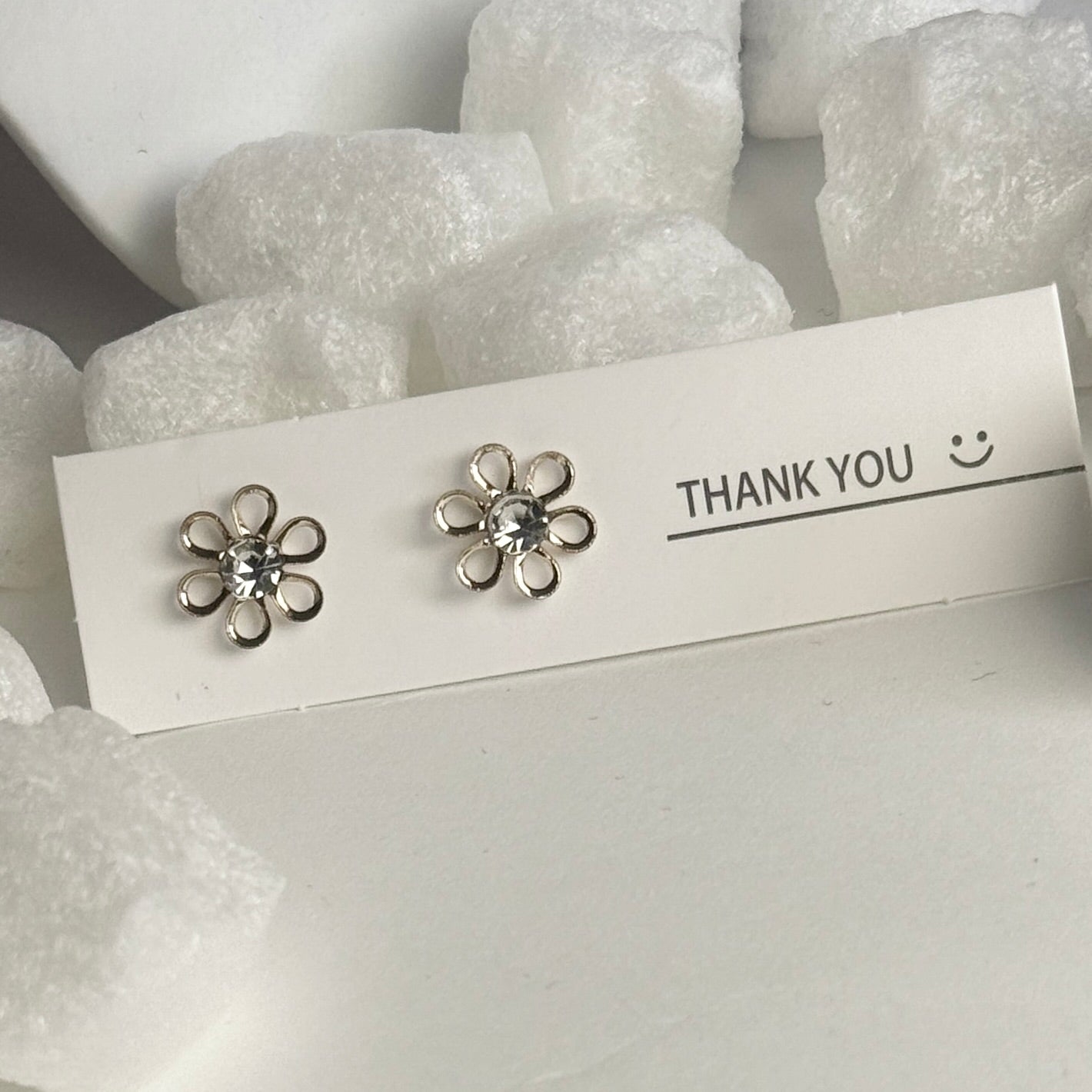 Flower Crystal Center Stud Earrings B