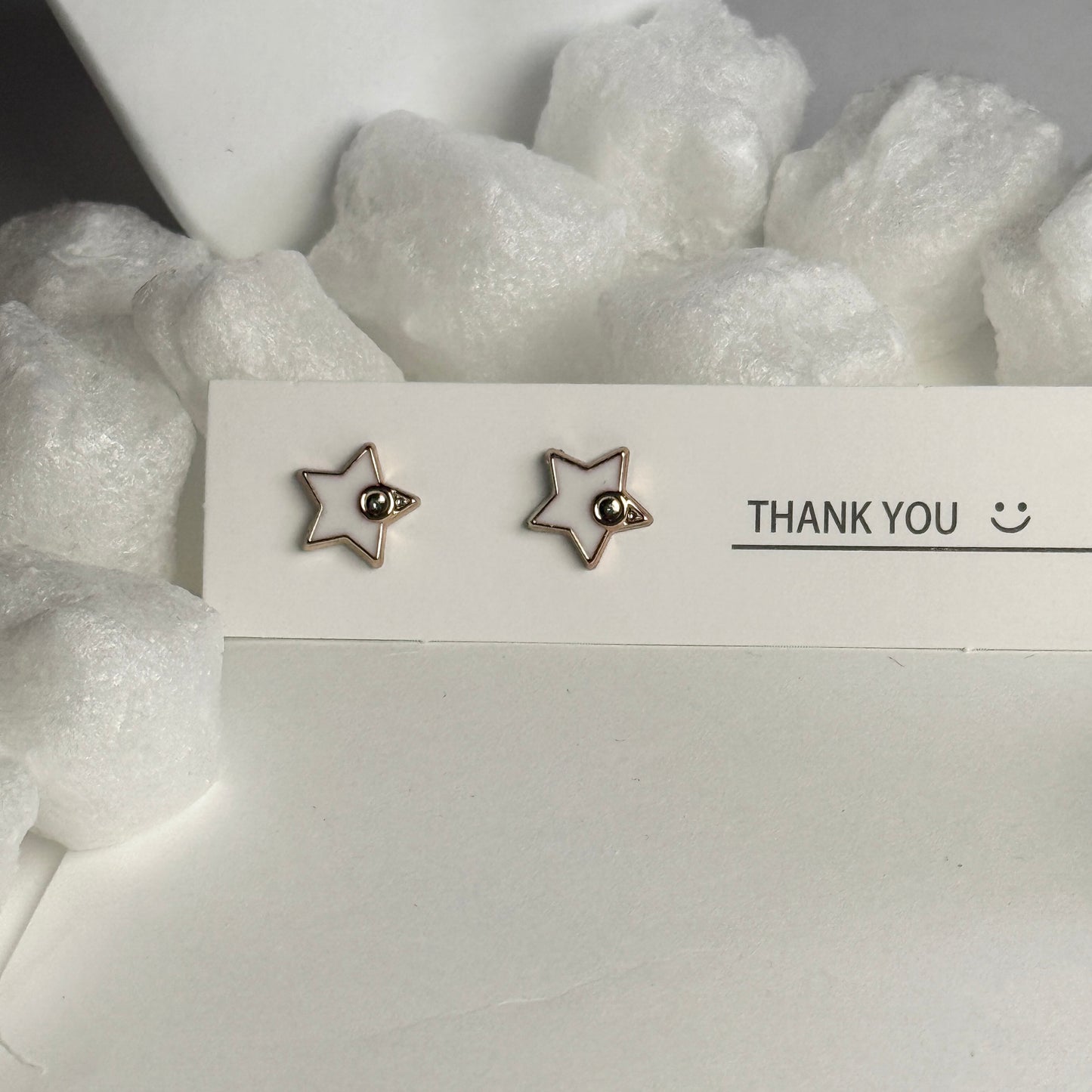 Gold Star Outline Crystal Center Stud Earrings C