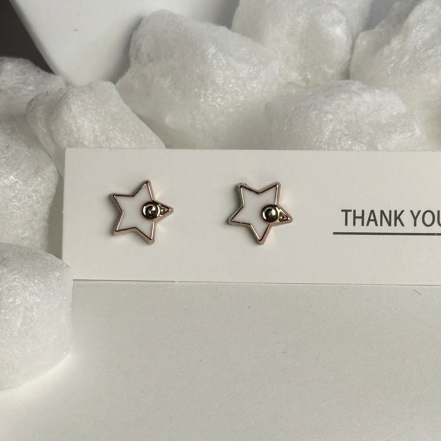 Gold Star Outline Crystal Center Stud Earrings C