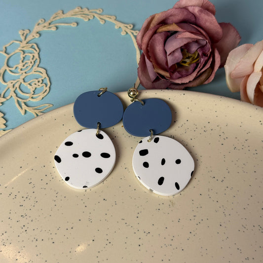 Navy Blue Animal Print Dangle Earrings – Bold & Modern Statement Jewelry