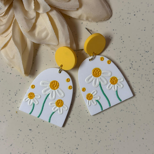 Floral print polymer acrylic earrings