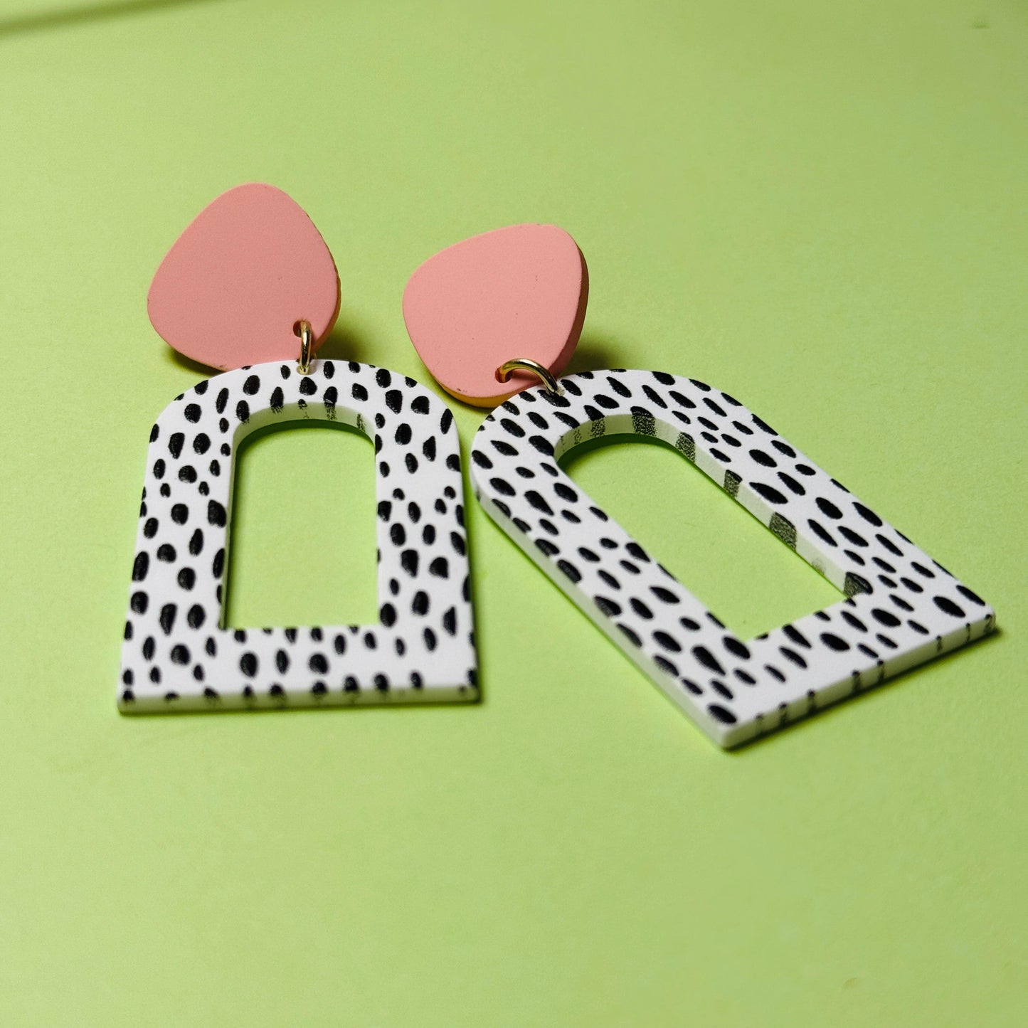 Pink & Animal Print Dangle Earrings – Bold Black & White Statement Jewelry