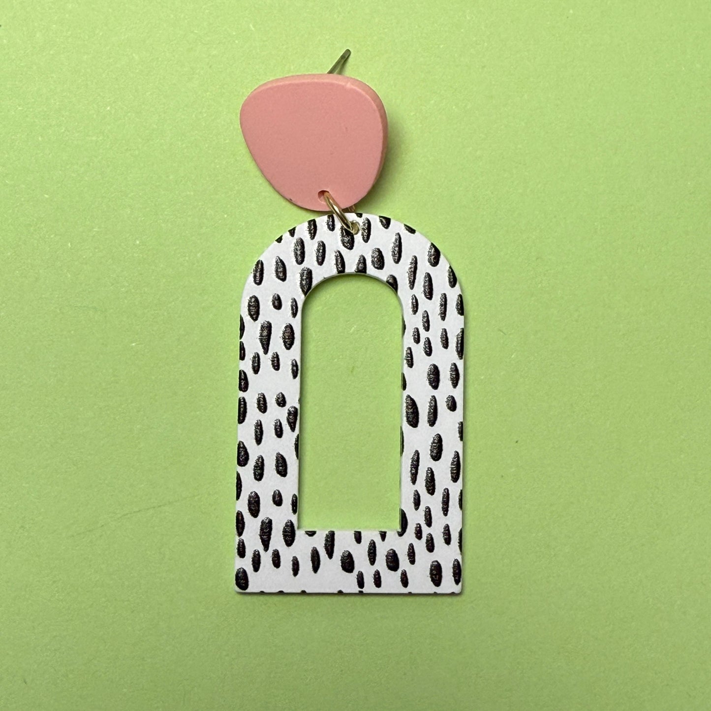 Pink & Animal Print Dangle Earrings – Bold Black & White Statement Jewelry
