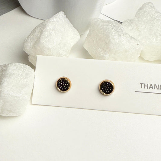 Black and golden simple minimalist enamel stud earrings G1