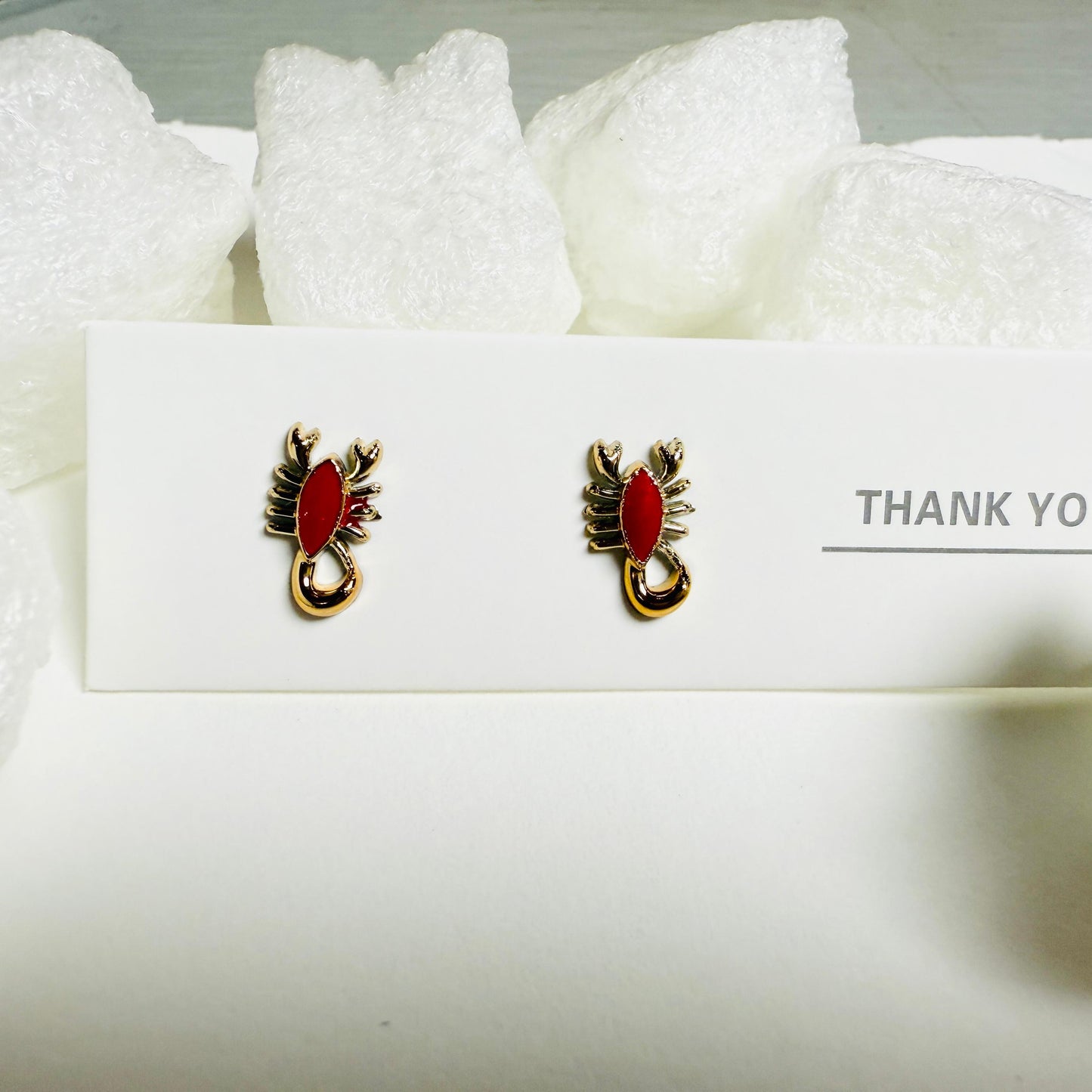 Scorpion design red and golden stud enamel earrings G5
