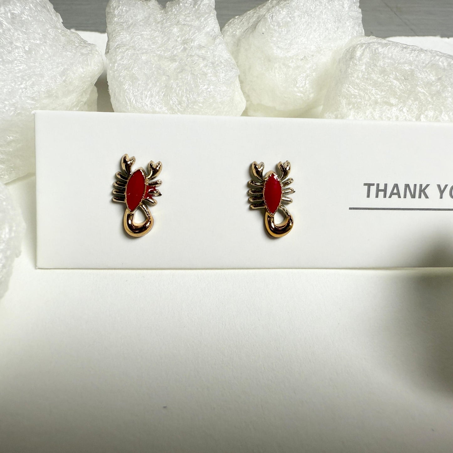 Scorpion design red and golden stud enamel earrings G5