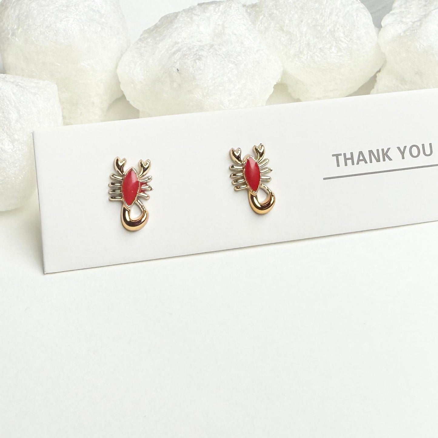 Scorpion design red and golden stud enamel earrings G5