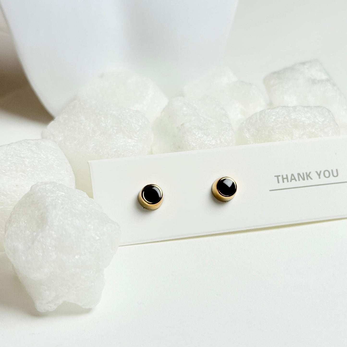 Simple black enamel stud earrings G10