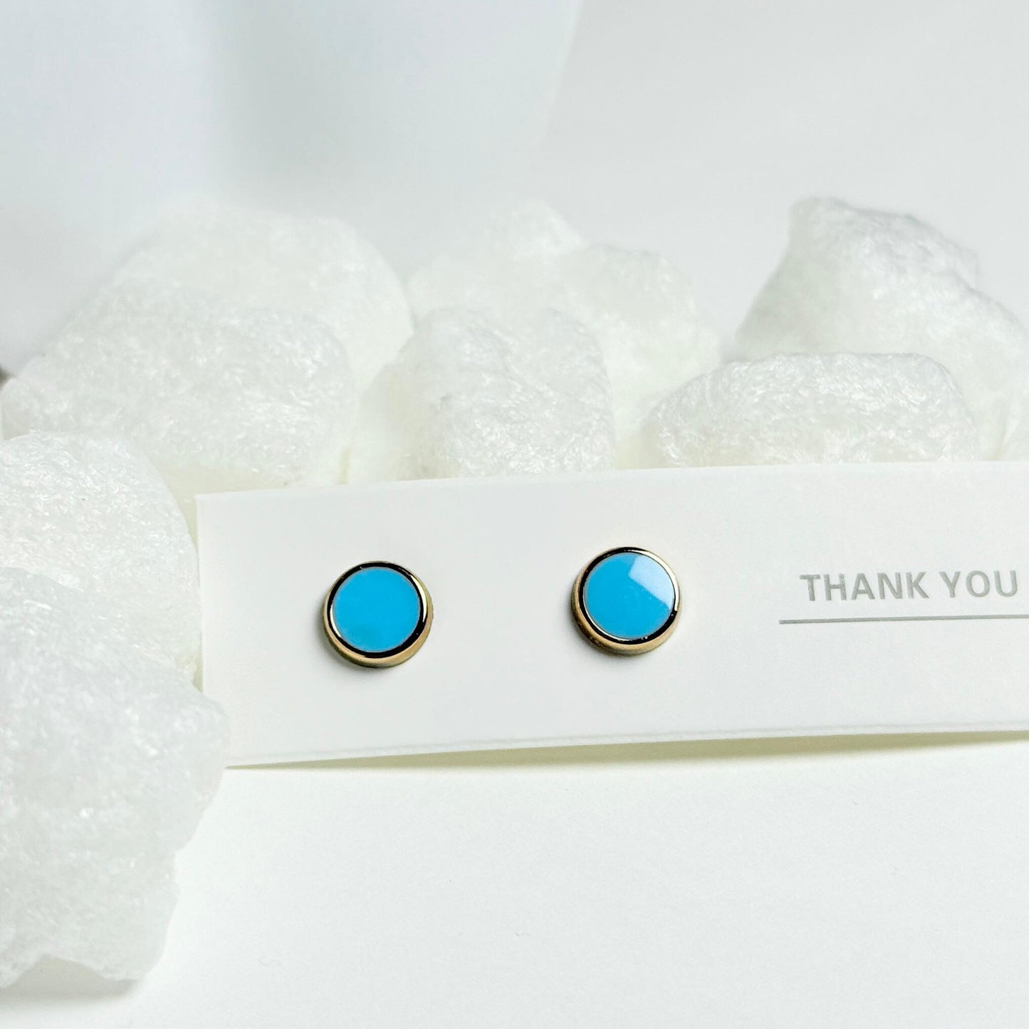 Blue circular enamel stud earrings G9