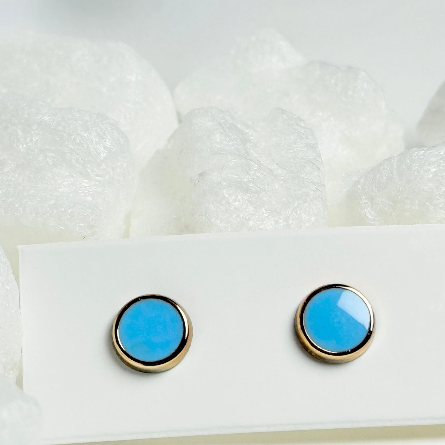 Blue circular enamel stud earrings G9