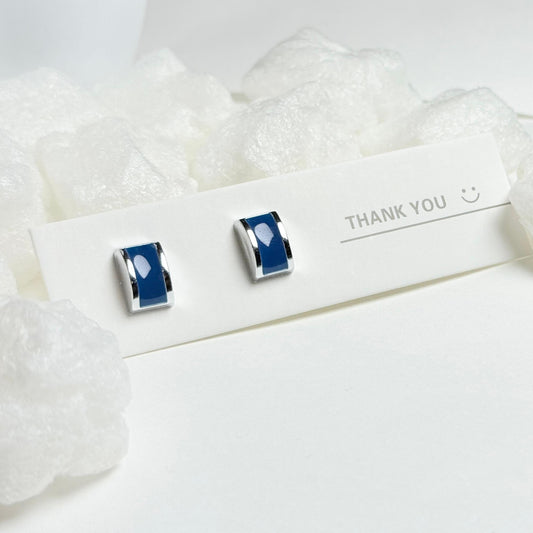 Blue enamel stud earrings G