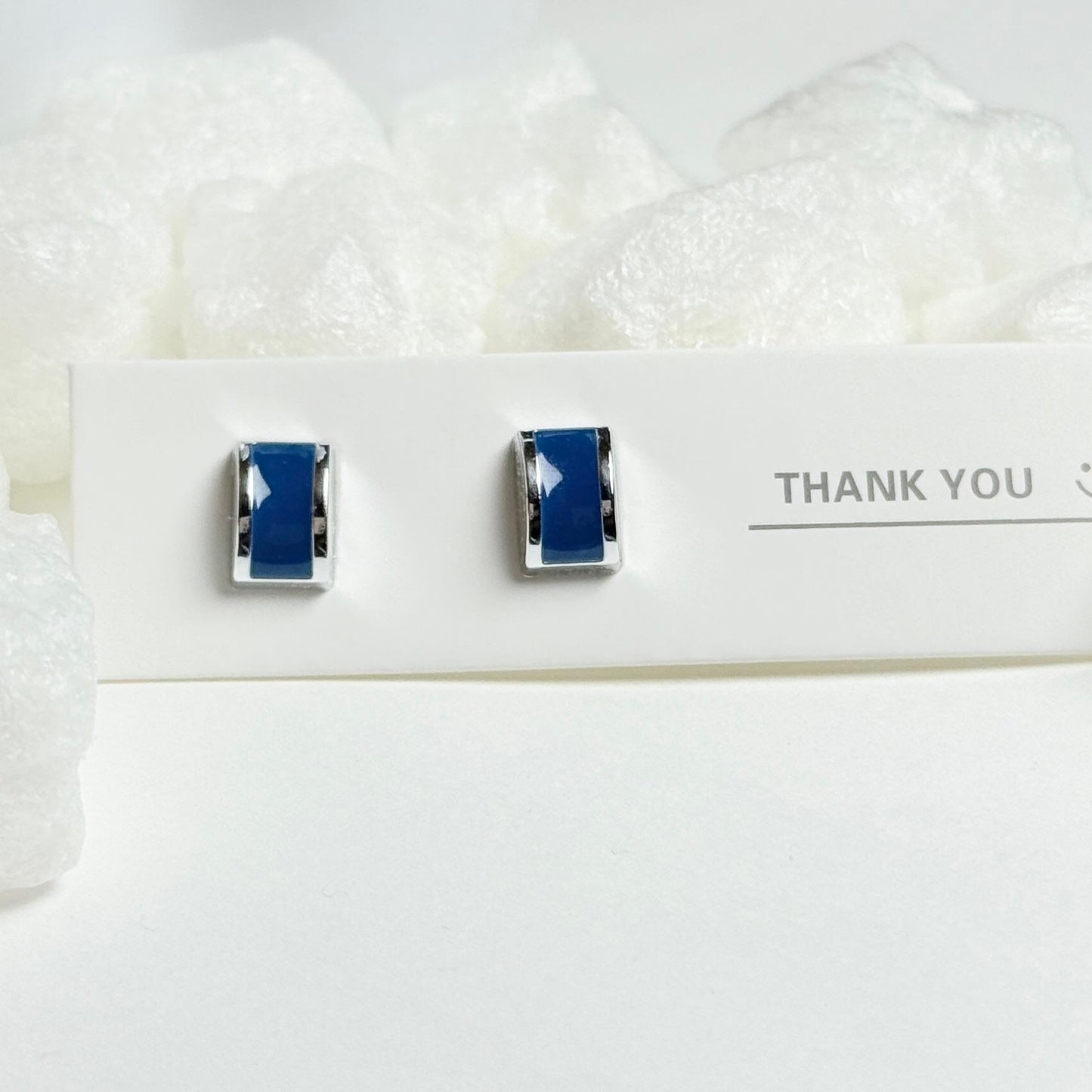 Blue enamel stud earrings G