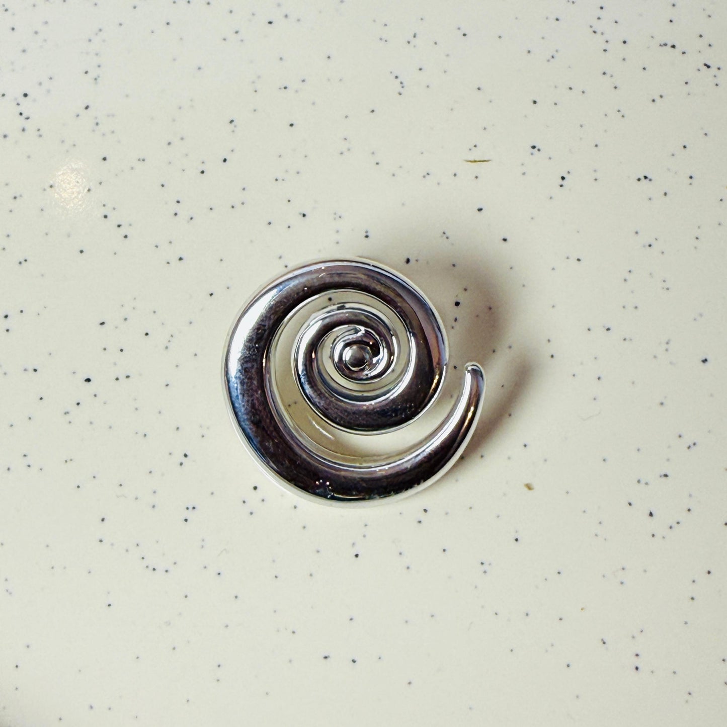 Spiral Wave Stud Earrings - Silver Chrome