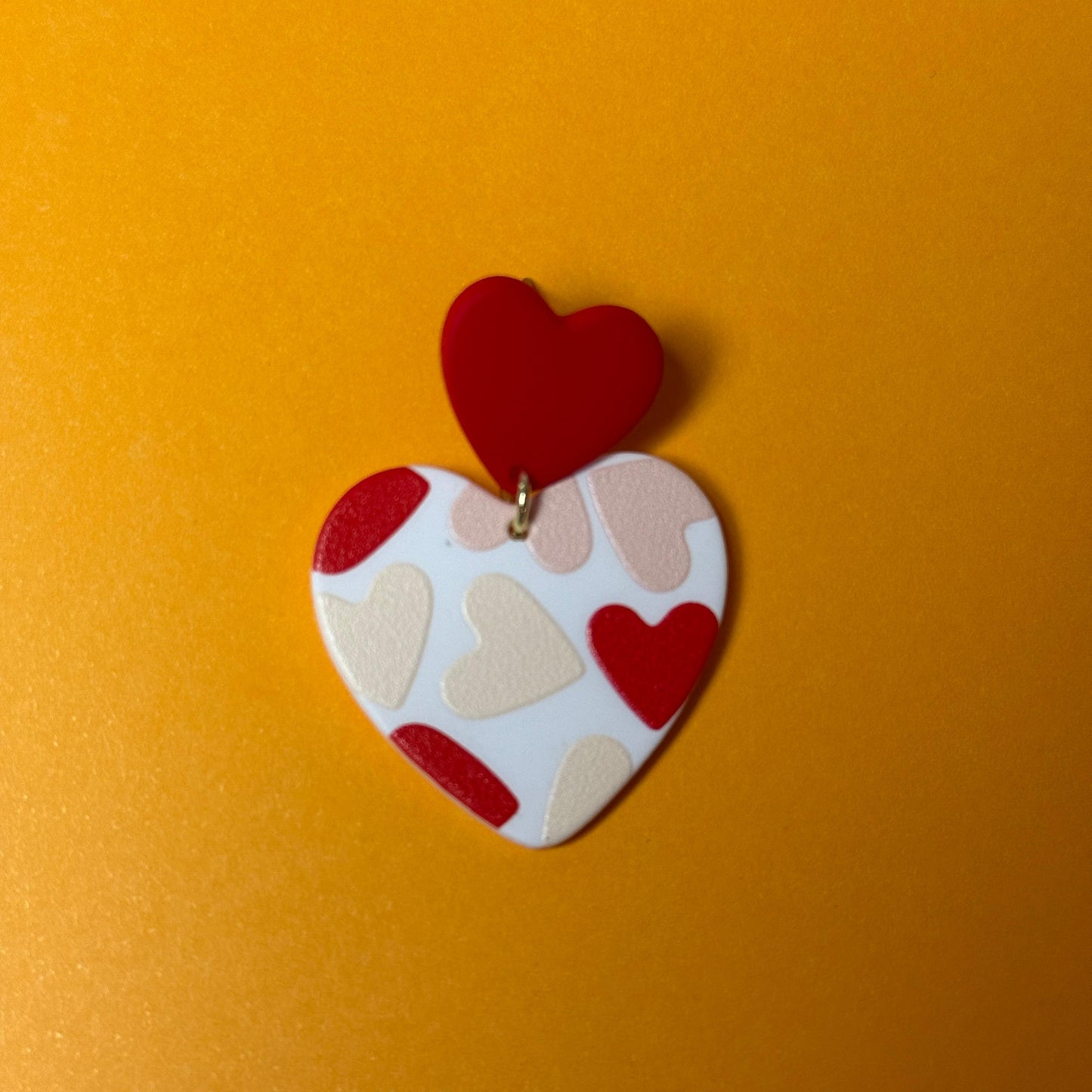 Heart Pattern Acrylic Drop Earrings - Red & Pink